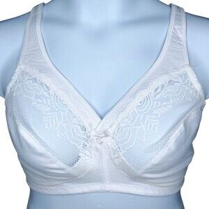 Glamorise MagicLift Minimizer Bra sz 40D * White Lace Detail Full Figure Plus